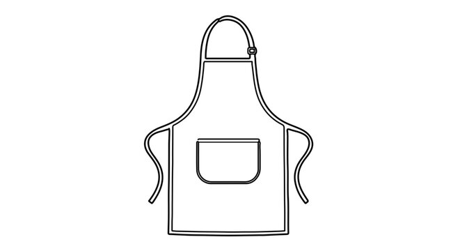 A minimalist line art illustration of a chef's apron with a pocket