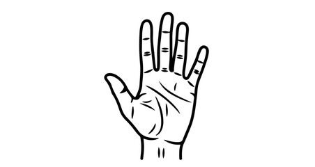 Fototapeta premium A minimalist vector graphic illustration of a human hand with palm facing forward