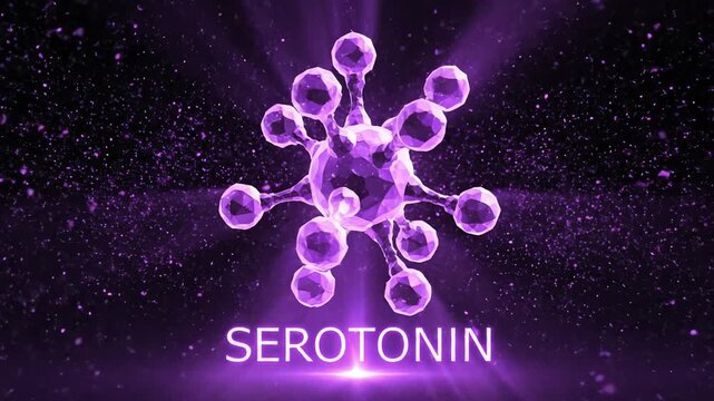 Stunning visual representation of the serotonin molecule, a key neurotransmitter influencing mood, happiness, and overall mental health