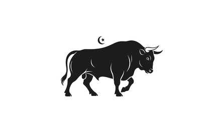 Fototapeta premium Eid ul Adha Black bull icon, animal symbol, silhouette illustration, vector graphic isolated on White Background vector