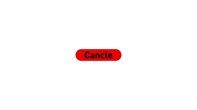 Interactive cancel button ui animation with mouse cursor click effect on white background, interface