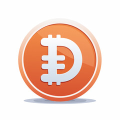 Obraz premium Orange cryptocurrency coin with white Dogecoin symbol on a bright circular design