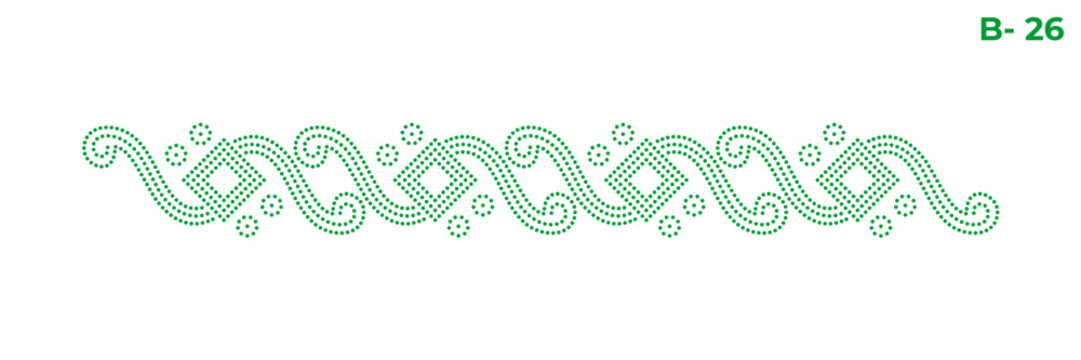 Rhinestone hotfix transfer seamless border features diamond shapes connected by swirling lines, perfect for ladies' suits, sarees, and other clothing material, 2.2 mm or 6 ss stone hole size.