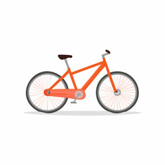Fototapeta premium Red bicycle illustration isolated on white background, vector graphic.