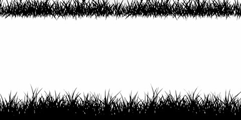 Black and white image of grass bordering a large white space © Rina