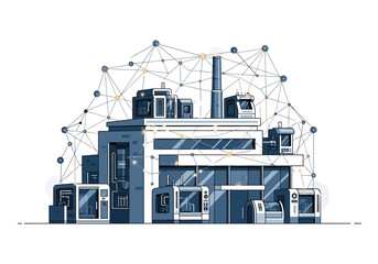 Fototapeta premium Industrial Building with Network Connections.