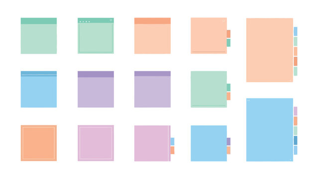 Colorful Pastel Note: A soft pastel color palette brings charm to square note designs, ready for your creative work and personalization.