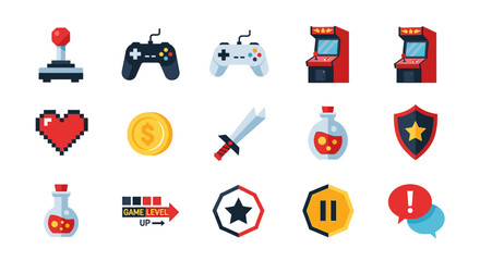 Fototapeta premium Collection of gaming and media icons.