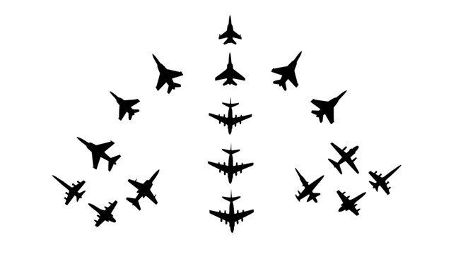 Aircraft Formation Vector with Squadron and V Shape Flight Layouts