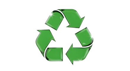 Obraz premium Green 3D Recycling Symbol with White Background