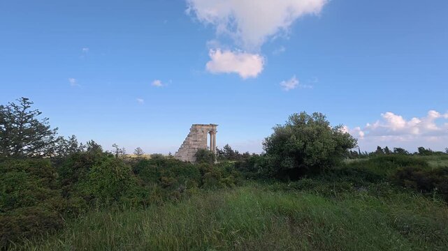Ancient Temple of Apollo Hylates at Kourion archaeological site, Limassol, Cyprus, 4k static shot