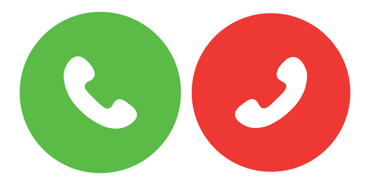 Answer and decline phone call buttons. Phone call. Telephone sign. Accept call and decline phone icons. vector
