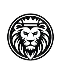Fototapeta premium Grunge Lion Head Logo Crown Vintage Badge Emblem Vector