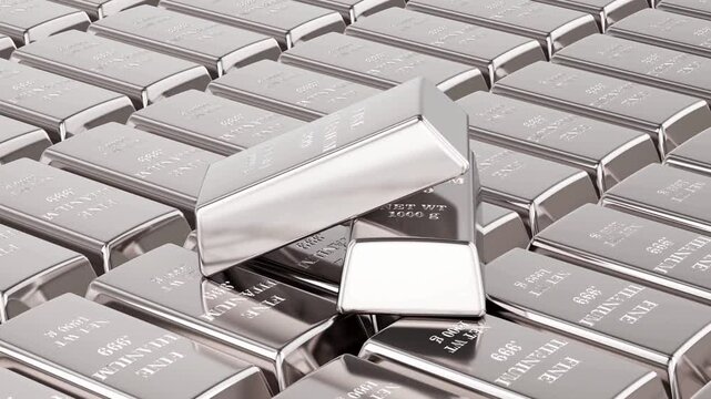 Fine Titanium 1000g Bullion Bars Stacked in Rows