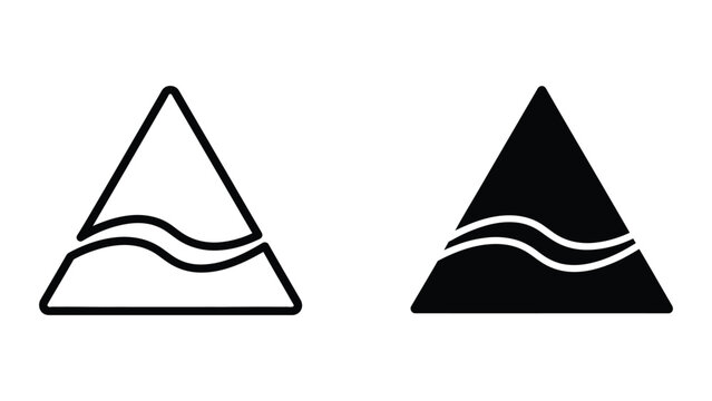 Contrast between outlined and filled triangular shapes with wave-like internal lines