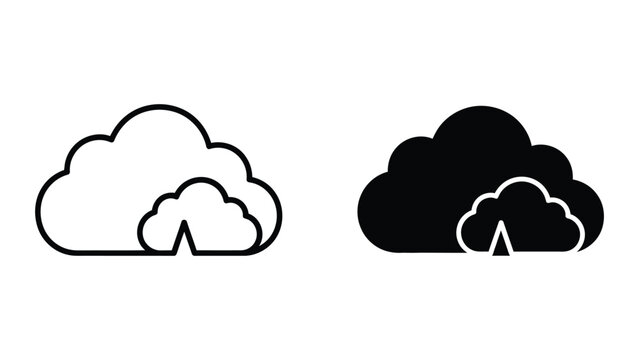 Comparison of cloud storage icons with different styles and fill types