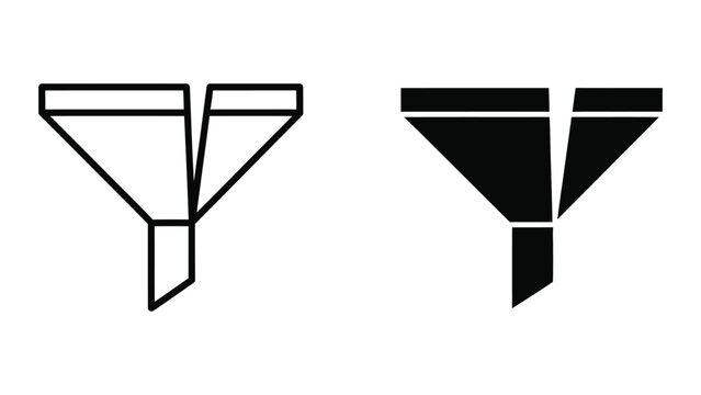 Comparison of filled and unfilled funnel and hourglass shapes in black and white