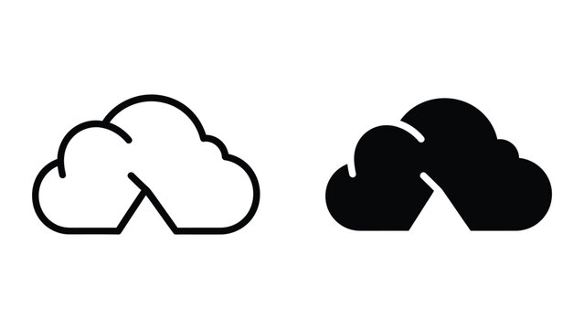 Comparison of cloud storage icons in different styles and fill types