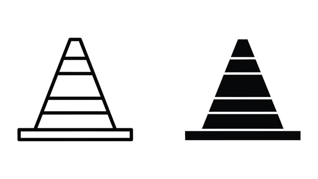 Comparison of outlined and filled layered triangular shapes with bases
