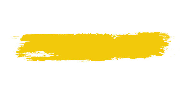 Horizontal yellow brush stroke vector element with textured edges for graphic design and artistic projects.