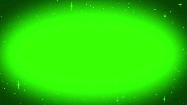 Frame of twinkling stars on a green background, soap foam measuring glitter on chroma key
