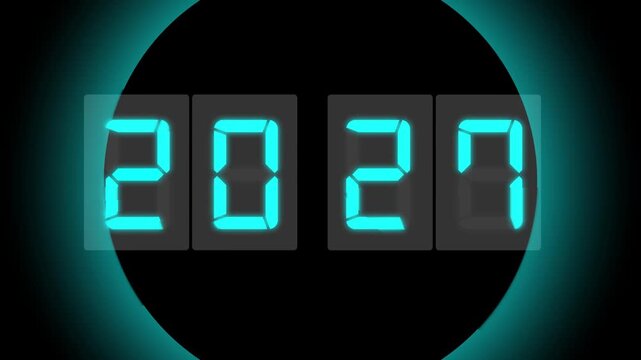 Digital LED number display showing 2027 in a realistic seven-segment style on background. Perfect for New Year themes, UI/UX design, and sci-fi visuals concept or innovation themes.