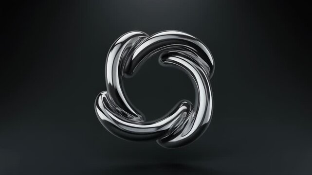 Shiny metallic interlocking loops abstract background with copy space