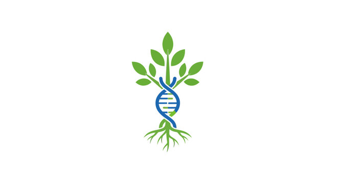 DNA helix with green leaves growing.