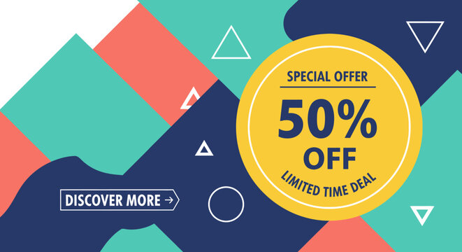 Special Offer 50 Percent Off Limited Time Deal Promotion Badge.