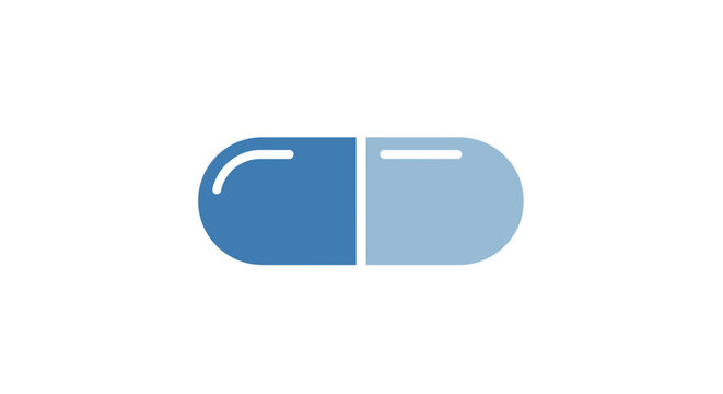 Blue and light blue capsule pill.