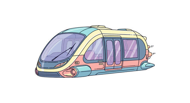 Colorful futuristic train transportation vehicle.