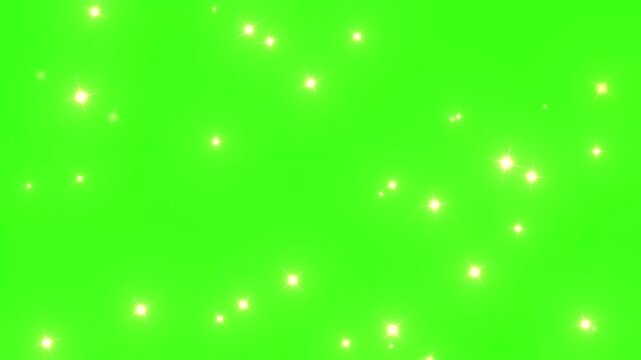 Multicolored highlights, sparkles, and shimmer on a green screen chroma key. Cartoon animation of a sparkle festival, alpha channel.