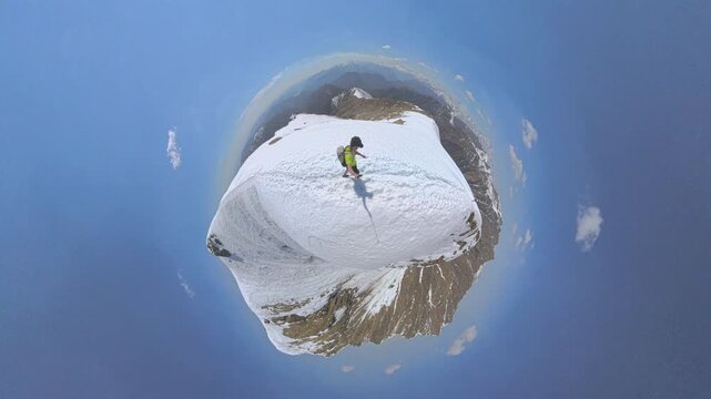 Massa del turlo, valsesia, valle strona, Italy - April: hiking to the top of the mountain in a sunny day
