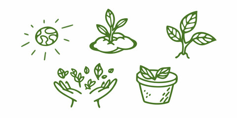 Hand drawn illustration of plant growth stages and nurturing concepts © Sudhakar