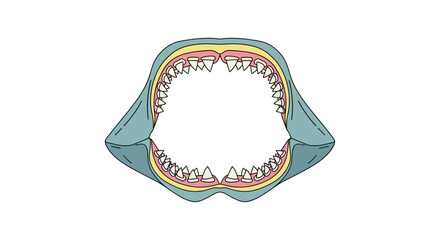 Dental model with sharp teeth exposed. © Setiaji