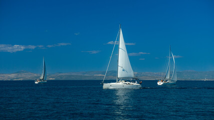 Fototapeta premium Fleet of Yachts Cruising the Adriatic Coast in Croatia