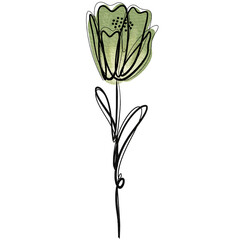 Obraz premium Minimalist Hand Drawn Tulip Flower, Abstract Botanical Line Art