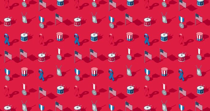 Patriotic United States of America themed red and blue animated icons