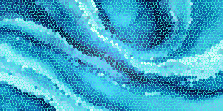 Blue abstract mosaic background with a digital wave pattern and halftone dot texture creating a light artistic design element for a technology wallpaper backdrop.