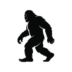 Fototapeta premium Bigfoot Silhouette Vector Illustration Sasquatch Walking Isolated on White