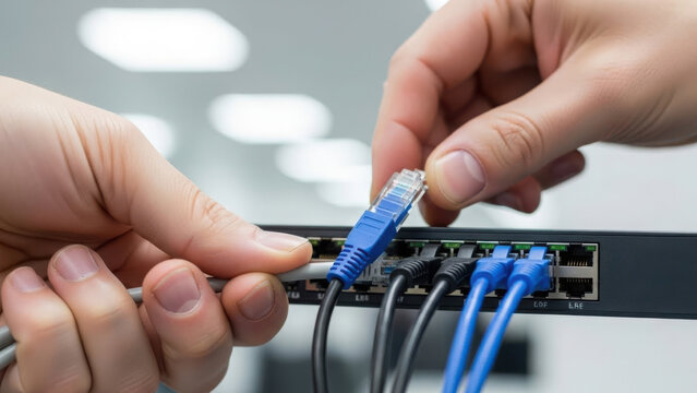 Connecting ethernet cable to network switch