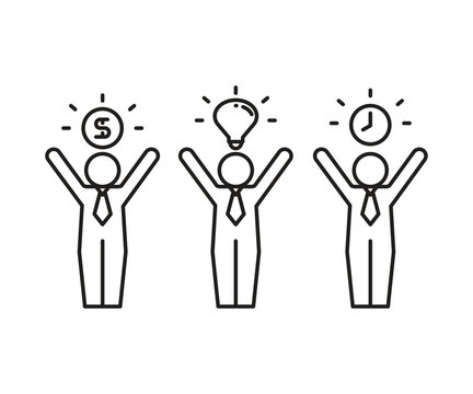 businessman with money, light bulb and clock icons vector illustration