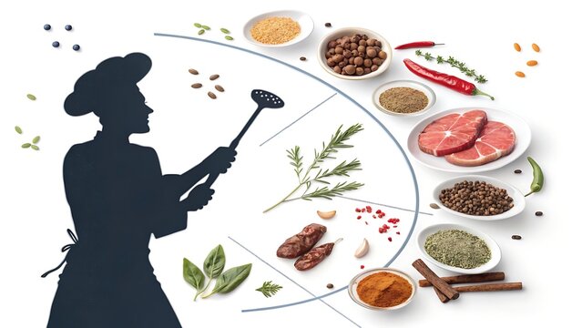 A vector of a chef with food surrounded him food poster deign 