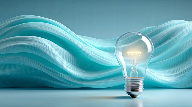 Conceptual image of a light bulb representing smart technology and innovation, surrounded by glowing data streams and soft blue tones