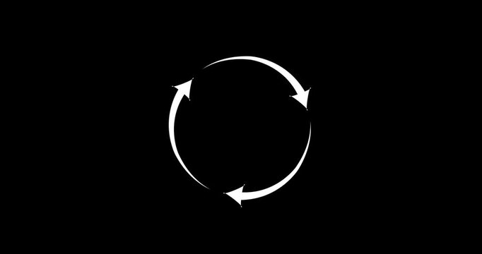 Three arrows forming a circular rotation symbol on a transparent background. Refresh arrow icon abstract arrow refresh and recycle icon loading bar animation 