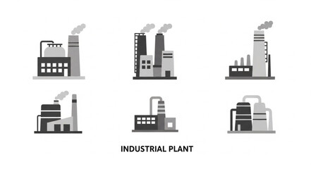 Fototapeta premium Set of Industrial Plant Icons Vector Illustration.