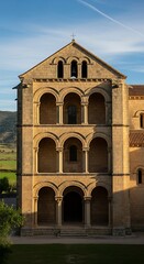 Fototapeta premium Ancient Monastery Architecture with Arches and Religious Significance.