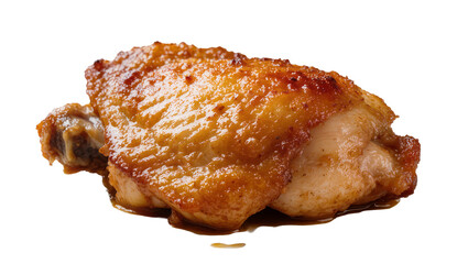 Crispy golden brown roasted chicken wing with bone, isolated on transparent background © Emilija