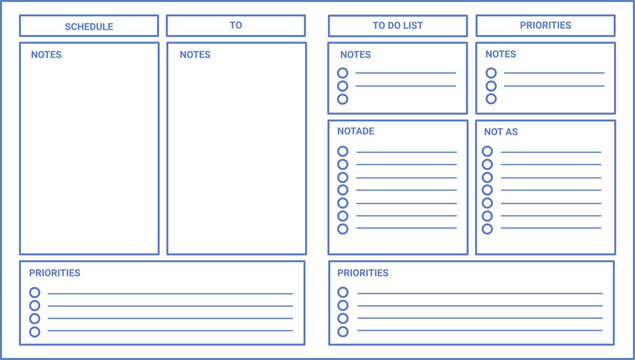 Daily planner template with notes and to do list and priorities sections  schedule organizer