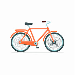 Fototapeta premium Retro bicycle illustration in red, with classic frame, design and wheels isolated